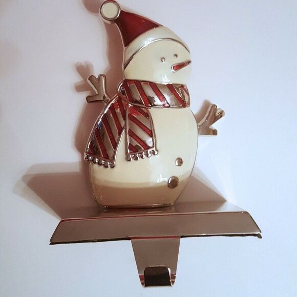 Metal Christmas Stocking Holders 5.5" Snowman Snowflake Lot of 2 New - Picture 6 of 6